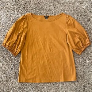 Ann Taylor Factory Mustard Puff Sleeve Top- Medium